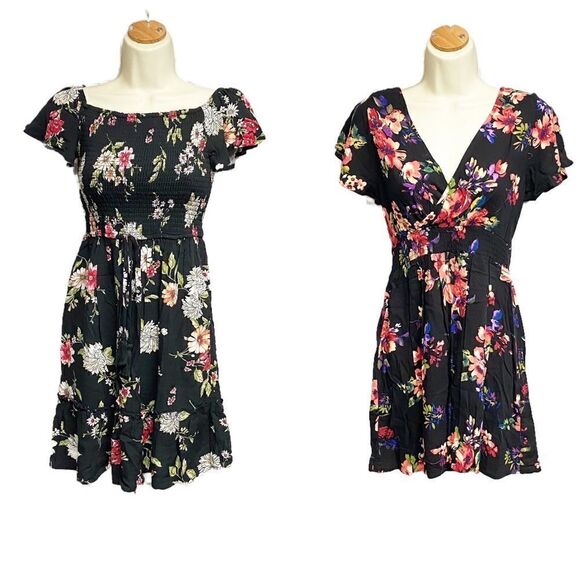 2 Xhilaration mini floral summer dresses EUC - Picture 1 of 5